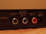 Close-up shot of the RGB to component video transcoder